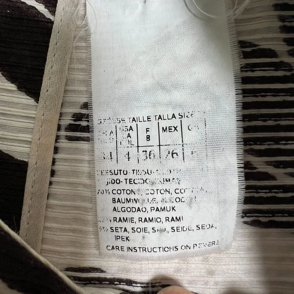 Max Mara Leaf Print Swing Dress Mini A-Line Retro Sleeveless Cotton Silk 4 Multi - Picture 8 of 11